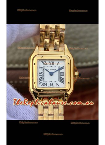 Cartier PANTHERE Edition 1:1 Mirror Swiss Watch Yellow Gold White Dial