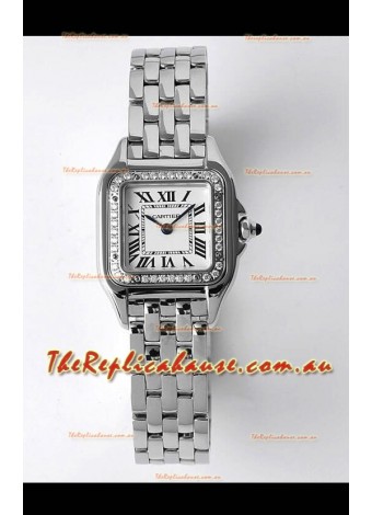 Cartier PANTHERE Edition 22MM 1:1 Mirror Quality Swiss Replica Watch in White Dial - Diamonds Bezel