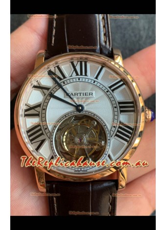 Rotonde De Cartier Flying Tourbillon Swiss Replica Watch in Yellow Gold Super Clone Watch