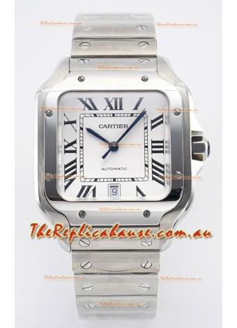 Cartier Santos De Cartier 904L Steel White Dial Super Clone Replica 40MM Watch 