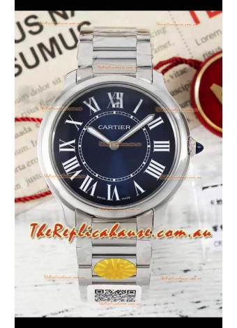 Cartier Ronde Must 36MM Swiss Quartz Blue Dial 1:1 Mirror Swiss Replica Watch  