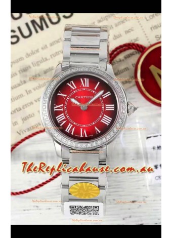 Cartier Ronde Must 29MM Swiss Quartz Red Dial 1:1 Mirror Swiss Replica Watch  
