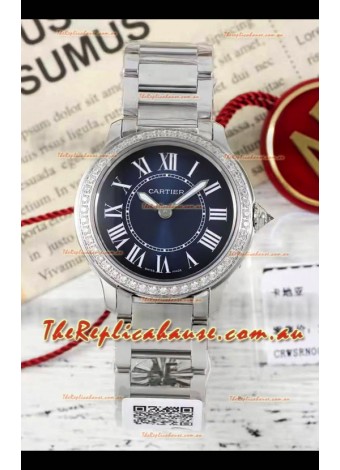 Cartier Ronde Must 29MM Swiss Quartz Blue Dial 1:1 Mirror Swiss Replica Watch  
