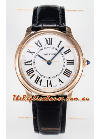 Ronde Louis Cartier Super Clone 36MM Rose Gold Watch in Swiss Quartz Movement