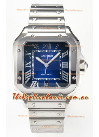 Cartier Santos De Cartier 904L Steel Blue Dial Super Clone Replica 40MM Watch 