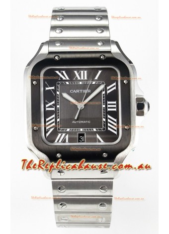 Cartier Santos De Cartier 904L Steel Grey Dial Super Clone Replica 40MM Watch 