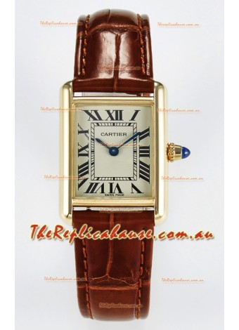 Tank Must Cartier Super Clone Edition 29MM Watch in Yellow Gold Casing 