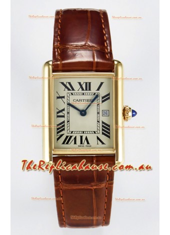 Tank Must Cartier Super Clone Edition 33.7 Watch in Yellow Gold Casing 
