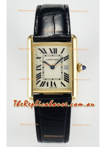 Tank Must Cartier Super Clone Edition 33.7 Watch in Yellow Gold Casing 