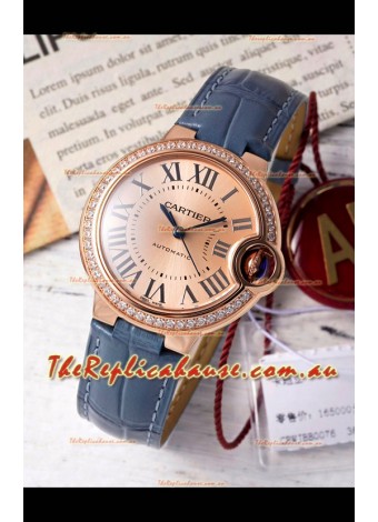 Ballon De Cartier Swiss Automatic Gold Dial Mirror Quality 33MM in Rose Gold Plating
