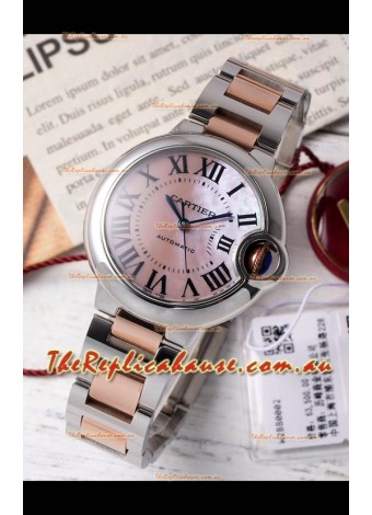 Ballon De Cartier Swiss Automatic Pink Pearl Dial Mirror Quality 33MM in Two Tone Casing