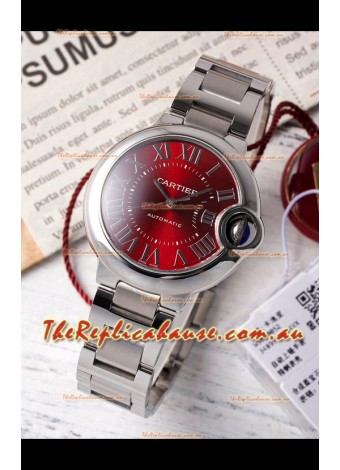 Ballon De Cartier Swiss Automatic Red Dial Mirror Quality 33MM in Stainless Steel 