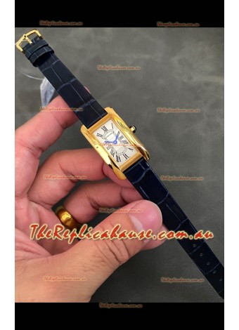 Cartier Tank Americaine Ladies Swiss Quartz Watch 1:1 Mirror Replica Yellow Gold Casing