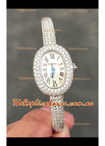 Baignoire De Cartier Diamonds Paved Super Clone Quartz Replica Watch