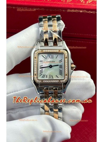 PANTHERE de Cartier Edition 27mm Pearl Dial 1:1 Mirror Swiss Watch Two Tone Rose Gold Casing