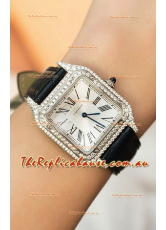 Cartier Santos Dumont 27.5MM Super Clone Edition Watch in Mossanites Casing