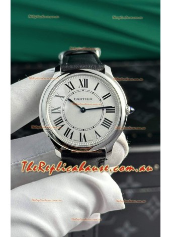 Cartier Ronde Must 36MM Swiss Quartz 1:1 Mirror Swiss Replica Leather Strap Watch