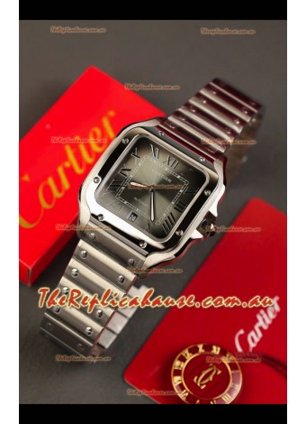 Cartier Santos De Cartier 904L Steel Grey Dial Super Clone Replica 40MM Watch 