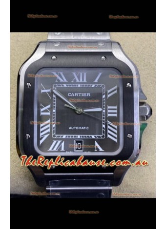 Cartier "Santos De Cartier" 904L Steel Grey Dial 1:1 Mirror Replica - 40MM Stainless Steel Watch