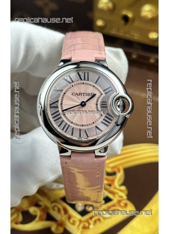 Ballon De Cartier Swiss Quartz 1:1 Mirror Quality 33MM in Pink Dial 