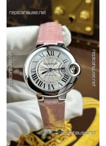 Ballon De Cartier Swiss Automatic 1:1 Mirror Quality 33MM in Pink Strap