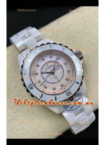 Chanel J12 Ladies White Ceramic Casing Pearl Dial Watch 1:1 Mirror Replica Watch