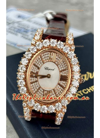 Chopard Super Clone L'Heure du Diamant Mossanites Yellow Gold Watch 34MM