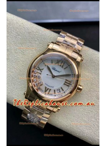 Chopard Happy Sport 1:1 Mirror Swiss Automatic Replica Watch 36MM in Rose Gold Casing White Dial