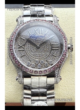 Chopard Happy Sport Super Clone Automatic Watch 36MM in Steel Casing Mossanites Dial