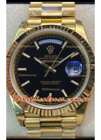 Rolex Day Date Presidential 18K Yellow Gold Watch 36MM - Black Dial 1:1 Mirror Quality