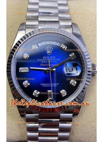 Rolex Day Date Presidential 904L Steel 36MM - Blue Dial 1:1 Mirror Quality Watch