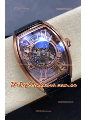 Franck Muller Curvex Grand Central Tourbillon Rose Gold Casing Watch in 1:1 Mirror Replica Watch