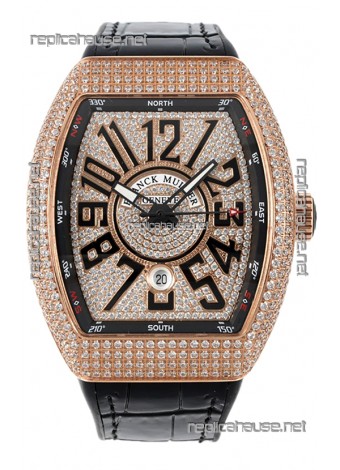 Franck Muller Vanguard V45 Edition in Rose Gold Plating - Black Numerals 