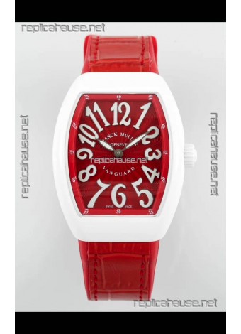 Franck Muller Vanguard Yachting V32 Ceramic Casing Red Dial/Strap Swiss Replica Watch 