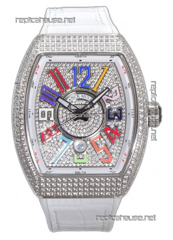 Franck Muller Vanguard V45 Diamonds Dial/Casing - Color Dreams Markers Swiss Watch 