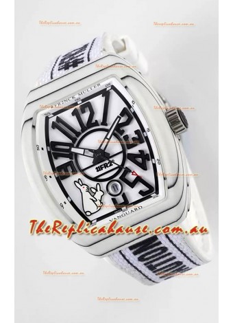 Franck Muller "Fr2nck" Vanguard Rabbit Edition Swiss Replica Watch in White Carbon Casing 