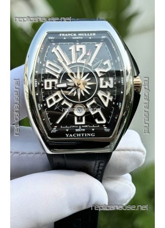 Franck Muller Super Clone Vanguard V45 Yachting Stainless Steel Black Dial Watch