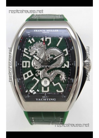 Franck Muller Vanguard Super Clone Yachting Dragon V45 Green Dial Stainless Steel Case Watch 