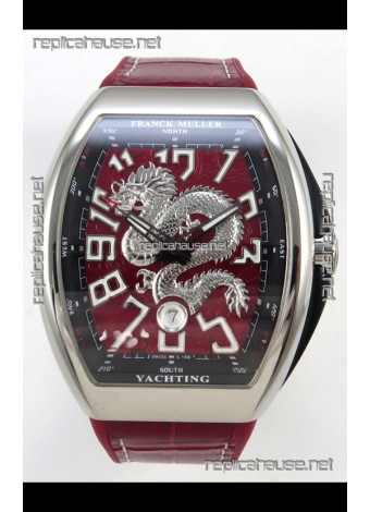 Franck Muller Vanguard Super Clone Yachting Dragon V45 Red Dial Stainless Steel Case Watch 