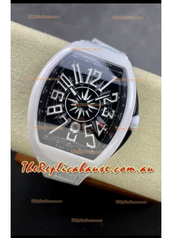 Franck Muller Vanguard Yachting White Ceramic Black Dial  1:1 Mirror Swiss Replica Watch