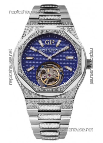 Girard Perregaux Laureato Tourbillon 1:1 Blue Dial  Mirror Swiss Replica Watch 