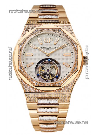 Girard Perregaux Laureato Tourbillon 1:1 Mirror Swiss Replica Watch Rose Gold Casing 
