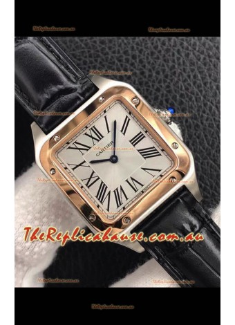 Cartier Santos Dumont 1:1 Mirror Swiss Replica Watch in Steel Casing Rose Gold Bezel 42MM