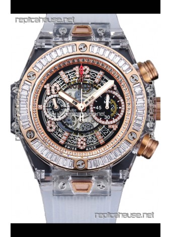 Hublot Big Bang Unico Sapphires Casing 1:1 Mirror Edition Swiss Replica Watch White Strap