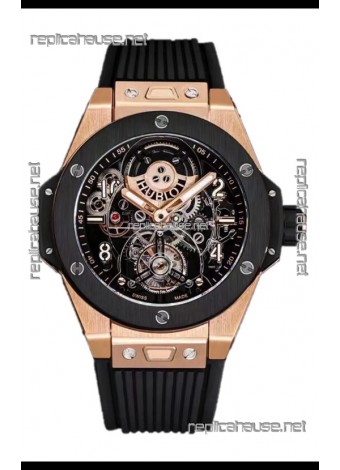 Hublot Big Bang Tourbillon Rose Gold Casing Ceramic Bezel Watch in 45MM 1:1 Mirror Replica