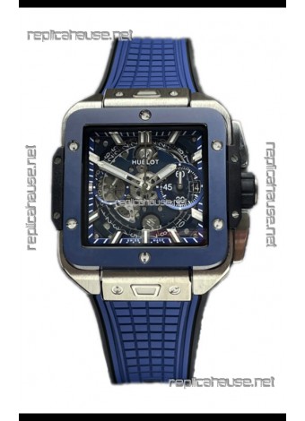 Hublot Square Bang Unico Titanium Blue Ceramic Chronograph Watch 1:1 Mirror Replica
