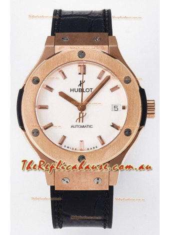 Hublot Super Clone Classic Fusion Rose Gold 38MM 1:1 Mirror Replica Watch White Dial
