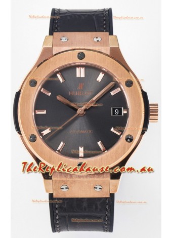 Hublot Super Clone Classic Fusion Rose Gold 38MM 1:1 Mirror Replica Watch Grey Dial