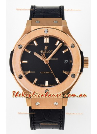 Hublot Super Clone Classic Fusion Rose Gold 38MM 1:1 Mirror Replica Watch Black Dial