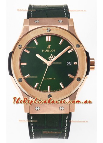 Hublot Super Clone Classic Fusion Rose Gold 42MM 1:1 Mirror Replica Watch Green Dial